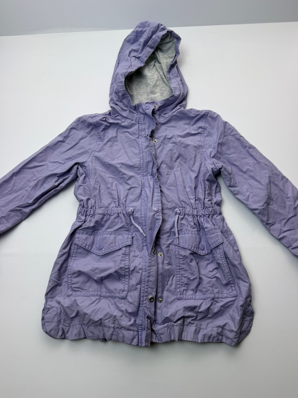 Old Navy Girls Purple Hooded Utility Jacket Size S 6-7 Lightweight Drawstring